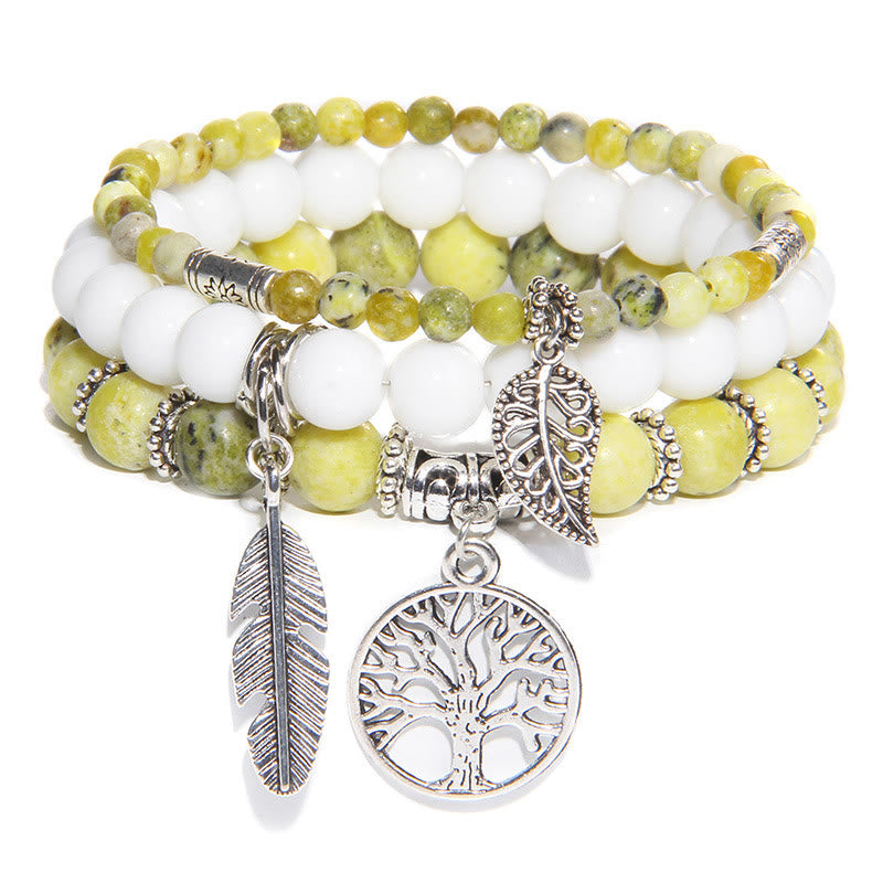 Juego de 3 pulseras con árbol de la vida en turquesa amarilla "Momentos curativos de la naturaleza" de Olivenorma