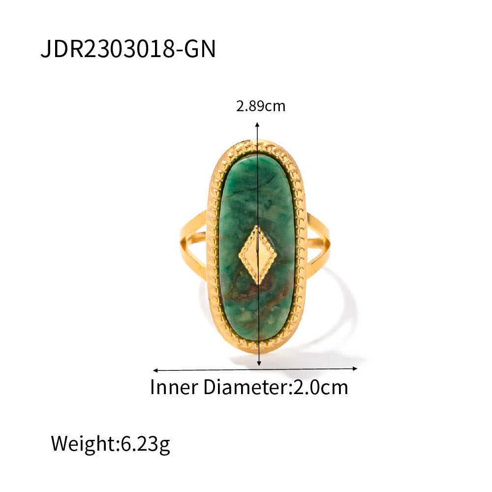 Anillo ajustable de turquesa africana natural de 18 k de Olivenorma
