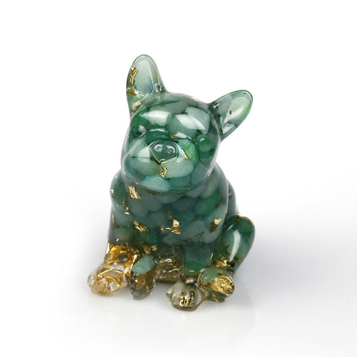 Adorno con piedras preciosas de bulldog francés de cristal de Olivenorma