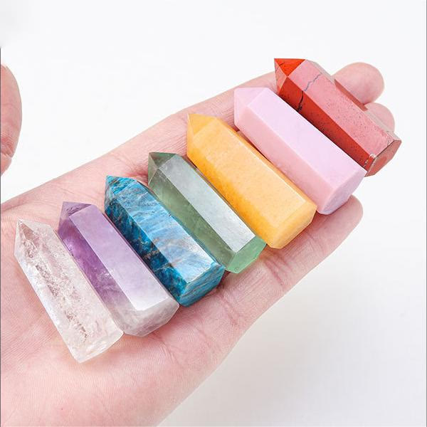 Juego de varitas de cristal decorativas con piedras crudas para chakras de Olivenorma