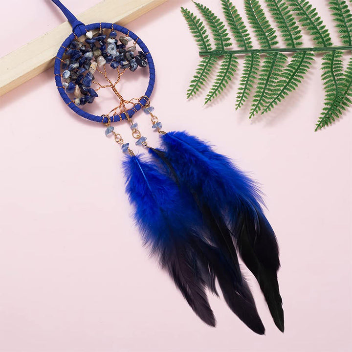 Adorno para coche con atrapasueños de plumas de cristal del árbol de la vida de Olivenorma 
