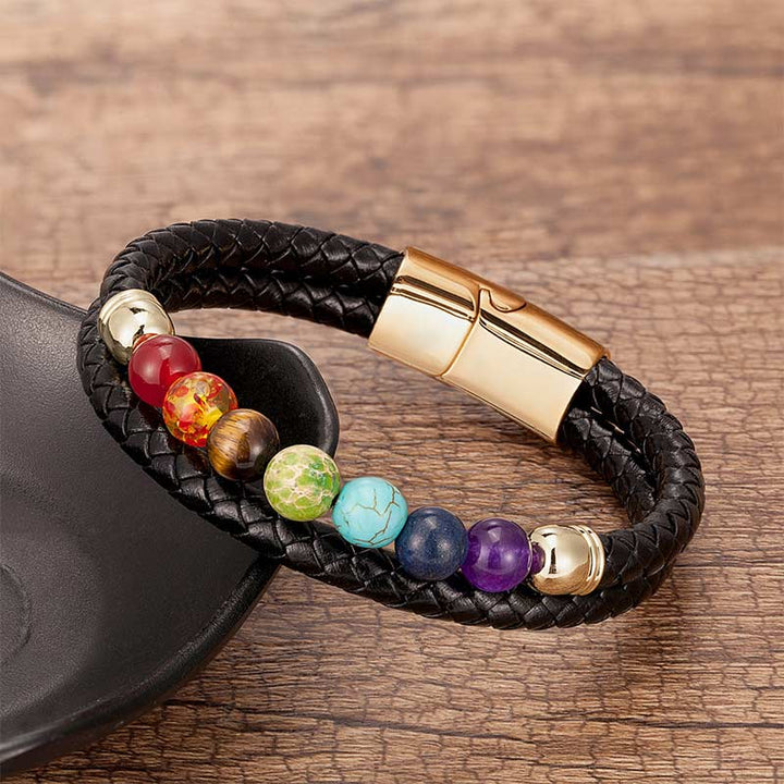 Pulsera de equilibrio de chakras de cristal natural. 