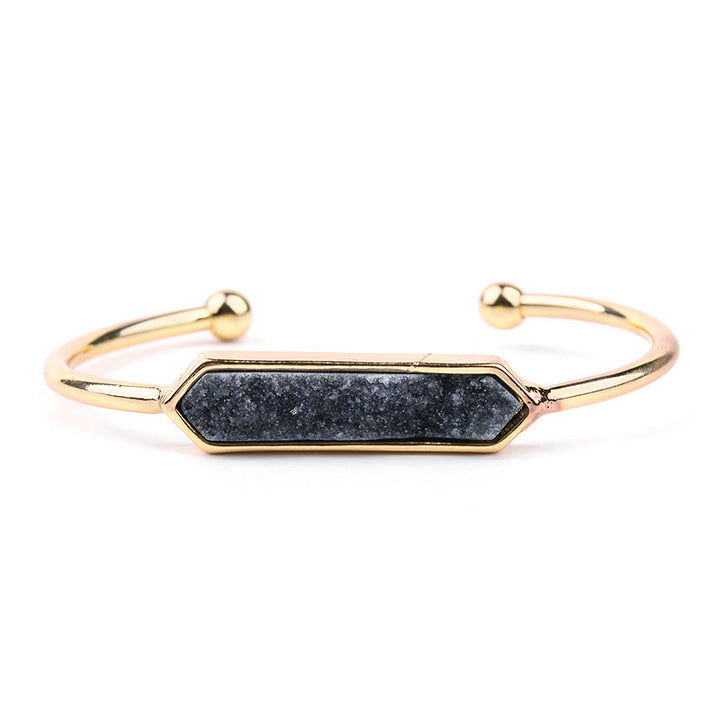 Pulsera de cobre y metal con cristales naturales de Olivenorma