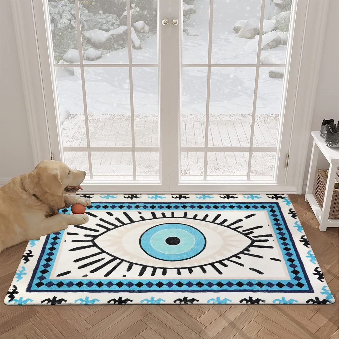 Alfombras lavables antibacterianas con diseño de ojo malvado azul de Olivenorma 