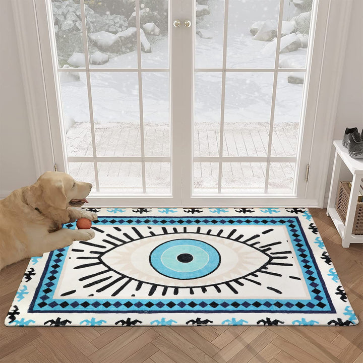 Alfombras lavables antibacterianas con diseño de ojo malvado azul de Olivenorma 