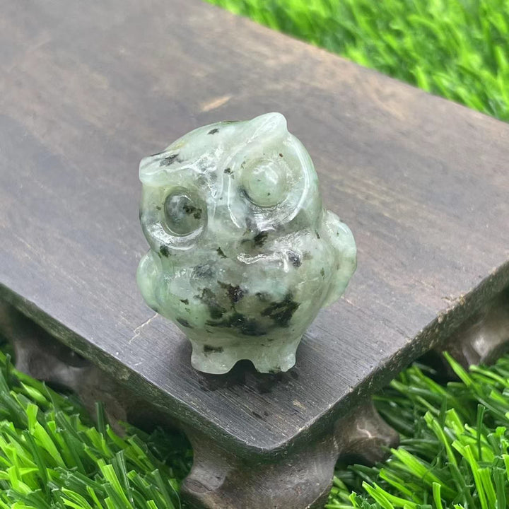 Adorno de búho de cristal natural de 3,5 cm de Olivenorma con piedras preciosas decorativas