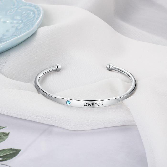 Pulsera personalizada con grabado de piedra natal de Olivenorma