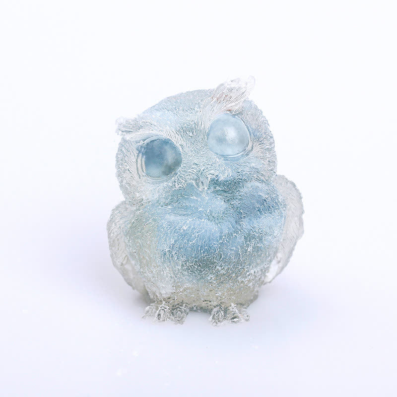 Adorno de piedra preciosa con forma de búho de resina de cristal natural de Olivenorma