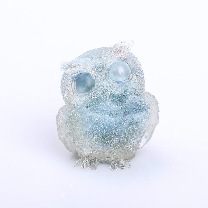 Adorno de piedra preciosa con forma de búho de resina de cristal natural de Olivenorma