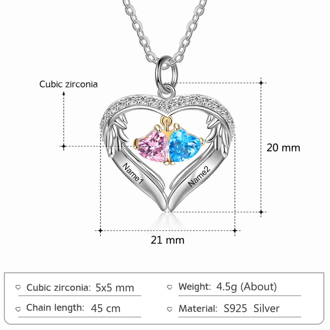Collar de circonita cúbica con nombre grabado y piedra de nacimiento personalizada de Olivenorma