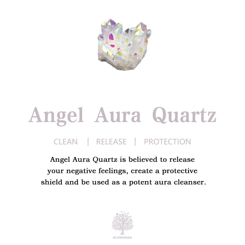 Varitas de cristal de cuarzo con aura de ángel de Olivenorma para decoración con piedras preciosas