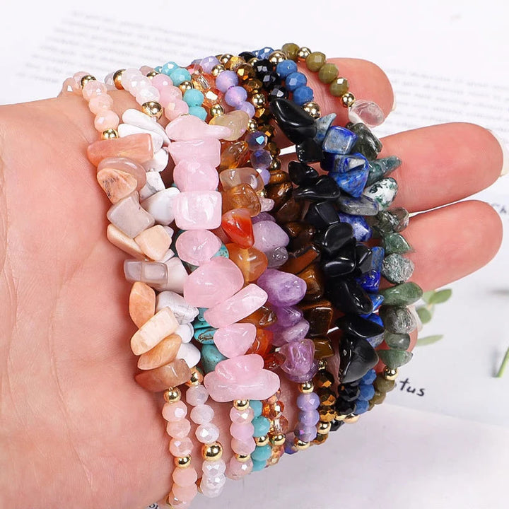 Pulsera de hilo de grava con cristales de Bohemia de Olivenorma 