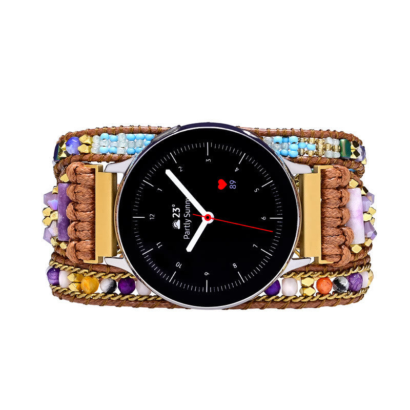 Pulsera trenzada con cuentas de cristal azul y morado de Olivenorma para Samsung 