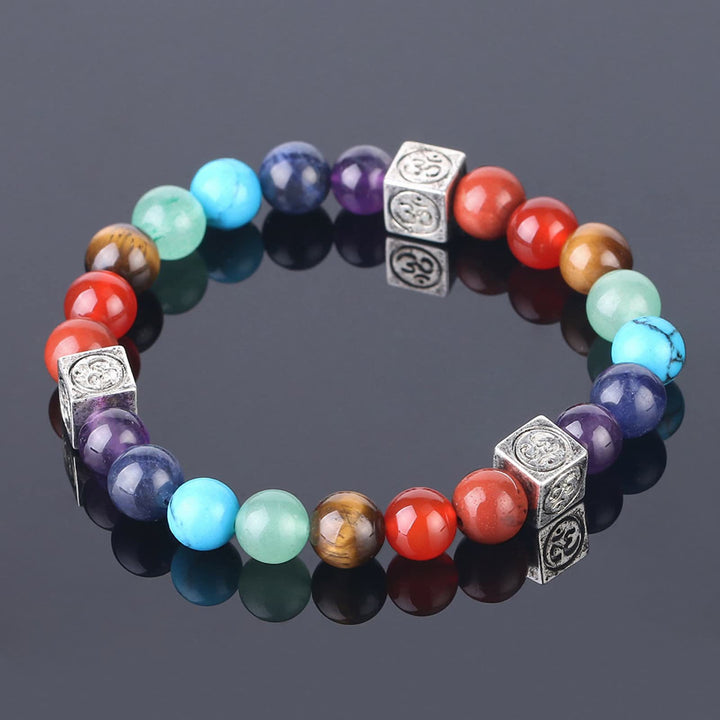 Pulsera de yoga de 7 chakras con cuentas multicolor de Olivenorma