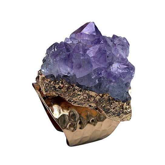 Anillo ajustable retro de amatista natural de Olivenorma