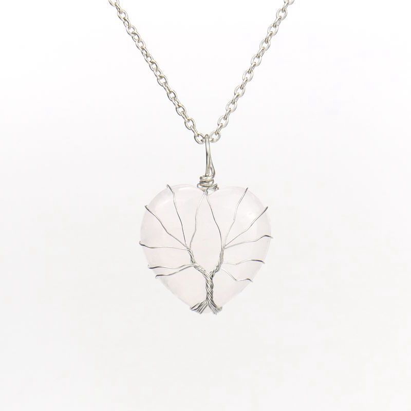 Collar de corazón de cristal natural Olivenorma
