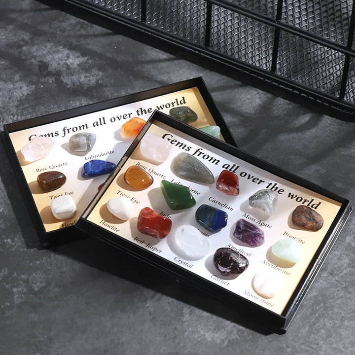 Juego de 15 piezas de piedras preciosas de cristal de piedra natural Olivenorma