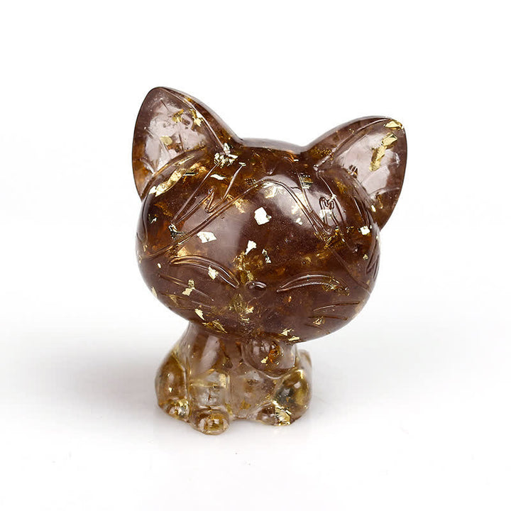 Adorno con piedras preciosas de gato de cristal natural de Olivenorma