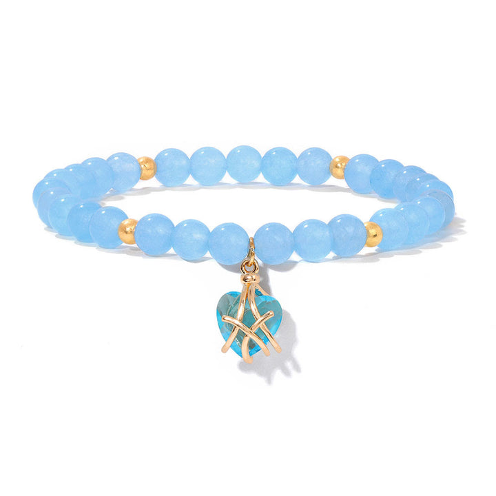 Pulsera con dije de corazón de piedra natural de Olivenorma