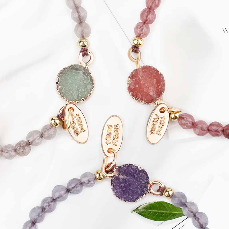 Pulsera de amatista, aventurina verde y cuarzo rosa de Olivenorma