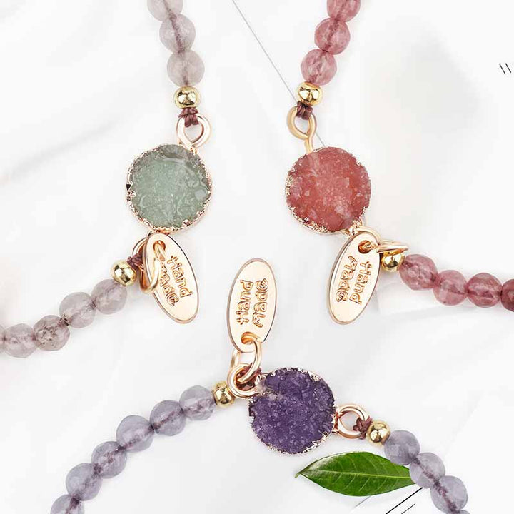 Pulsera de amatista, aventurina verde y cuarzo rosa de Olivenorma
