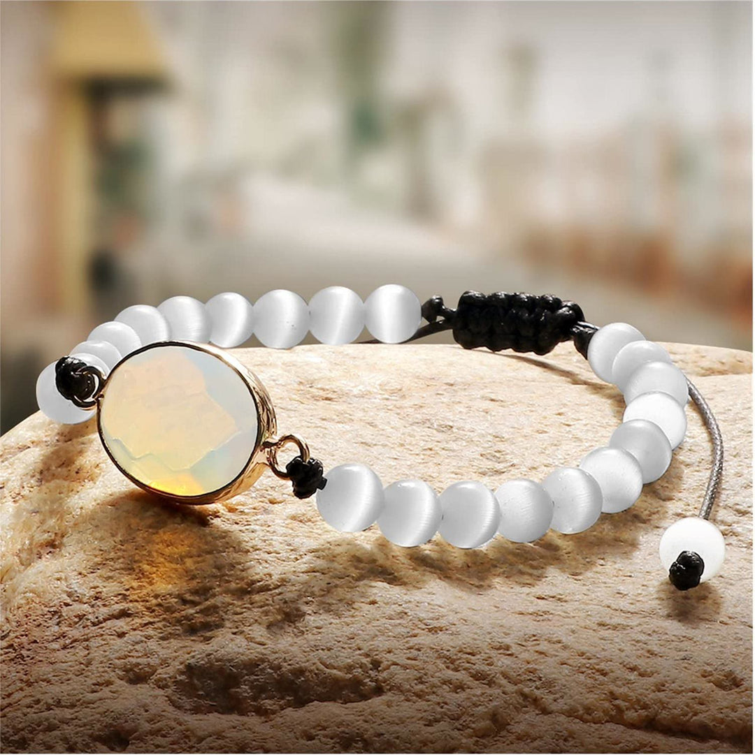 Pulsera de cuentas de opalita con piedra de ojo de gato de Olivenorma