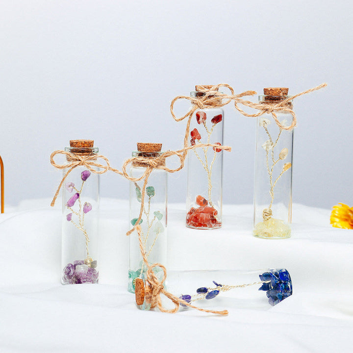 Decoración de botella de vidrio con piedra triturada de cristal de chakra Olivenorma 