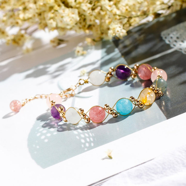 Pulsera de cuentas de cristal barroco natural de Olivenorma 