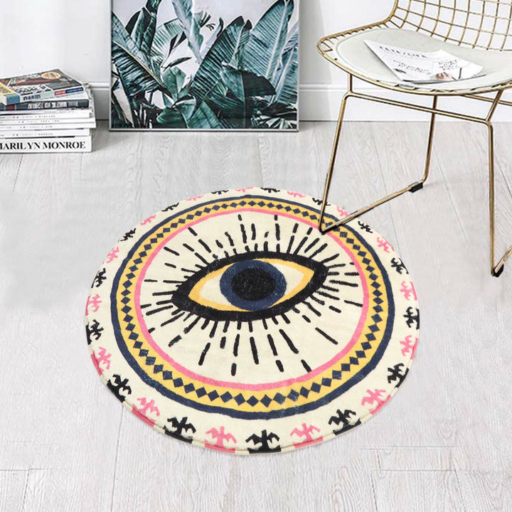 Alfombra antideslizante con diseño de ojo malvado redondo de color rosa de Olivenorma 