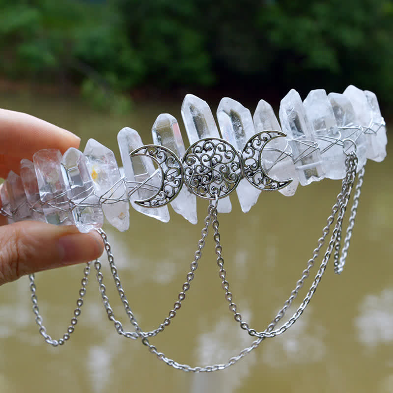 Corona de cristal natural de la diosa de la luna creciente Olivenorma
