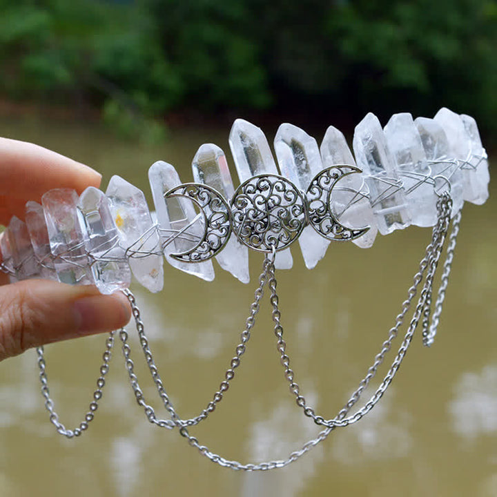 Corona de cristal natural de la diosa de la luna creciente Olivenorma