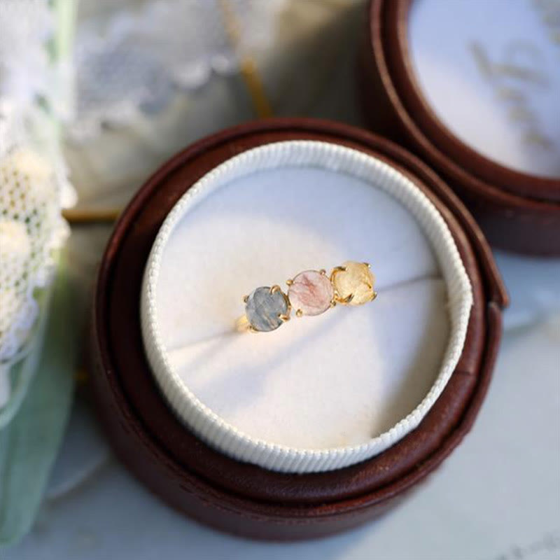 Anillo de plata de ley S925 con cuarzo rutilado natural de Olivenorma