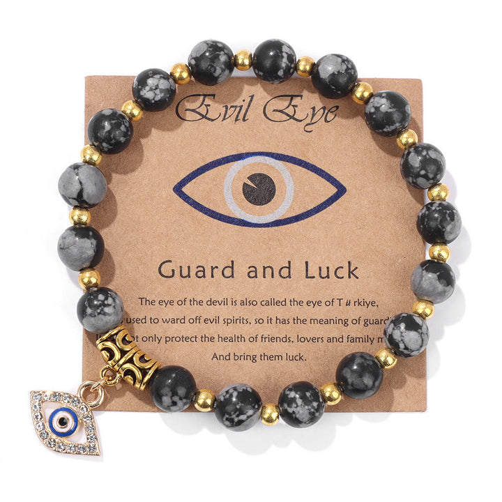 Pulsera con colgante de ojo malvado y cuentas de piedra natural de Olivenorma