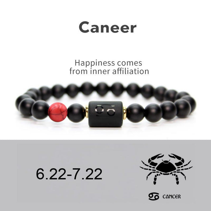 Pulsera de hombre con ónix negro natural del zodiaco de Olivenorma 