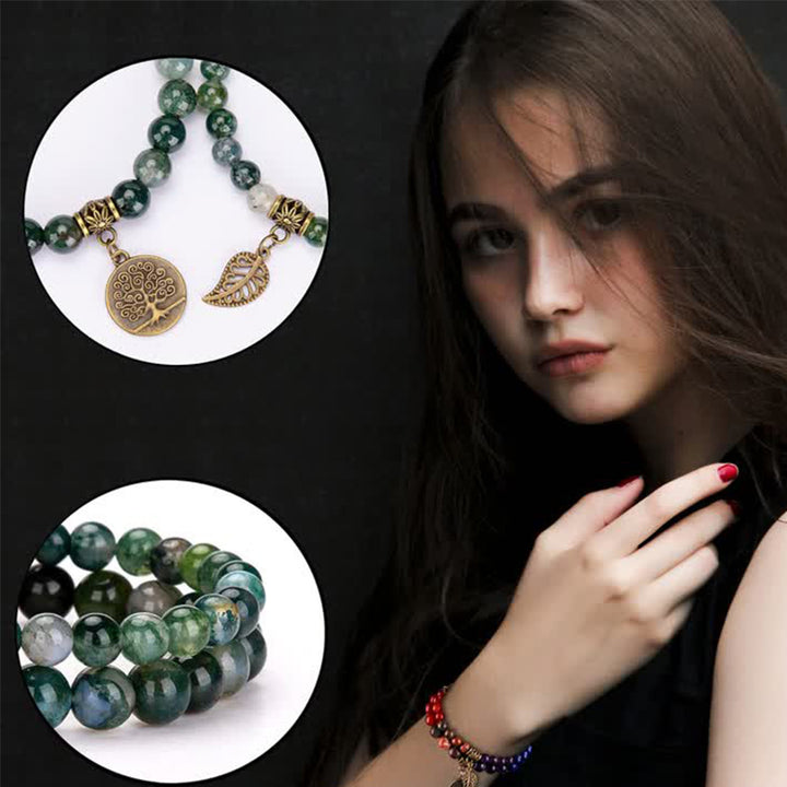Pulsera protectora con piedra real verde de Olivenorma