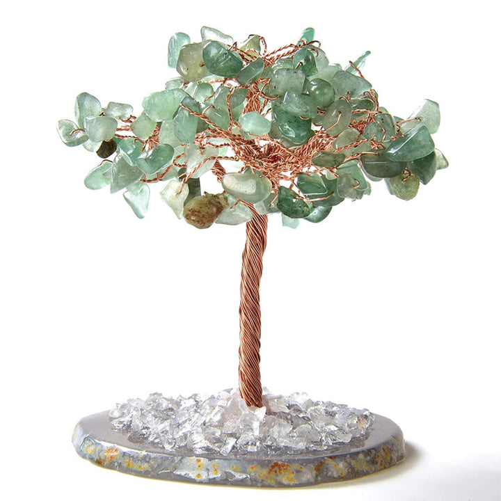 Árbol Feng Shui de piedra preciosa natural aventurina de Olivenorma con base de ágata 