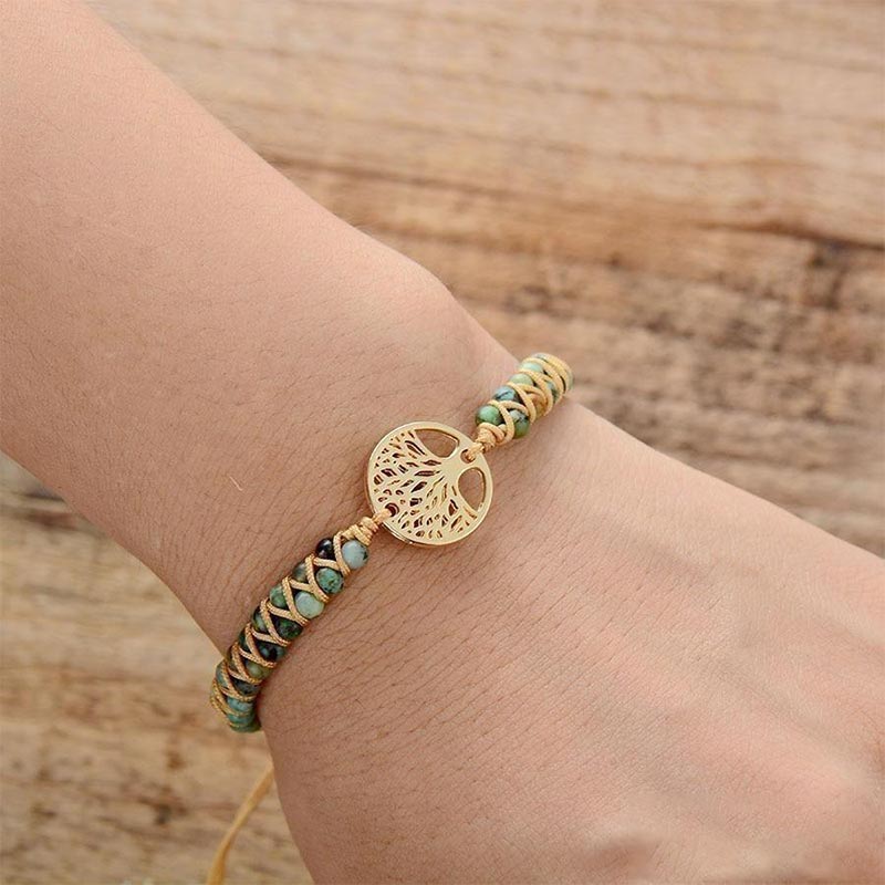 Pulsera de árbol de la vida en turquesa.