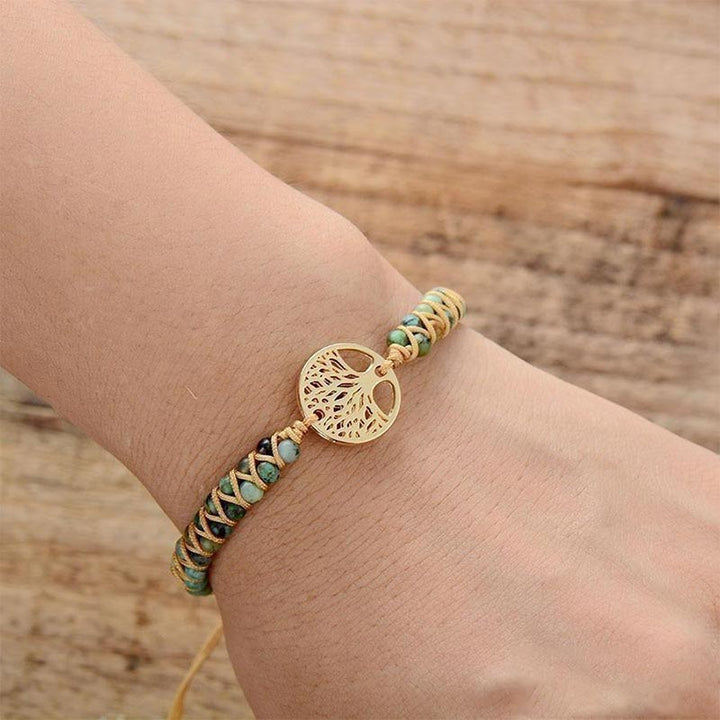 Pulsera de árbol de la vida en turquesa.