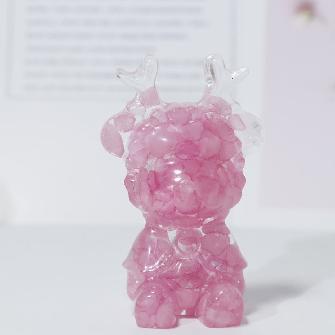 Adorno de alce de cristal natural de Olivenorma, decoración con piedras preciosas
