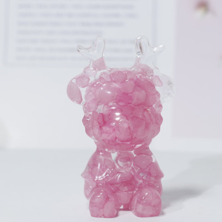 Adorno de alce de cristal natural de Olivenorma, decoración con piedras preciosas
