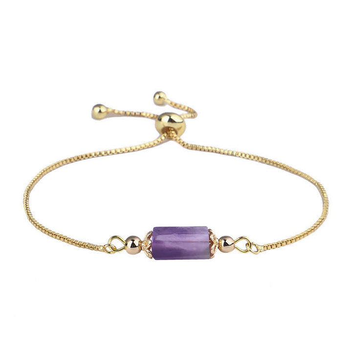 Pulsera delicada de cadena dorada con cristales naturales de Olivenorma 