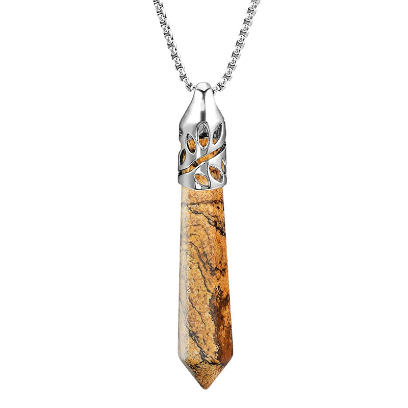 Collar de piedras preciosas protectoras con forma de bala de cristal