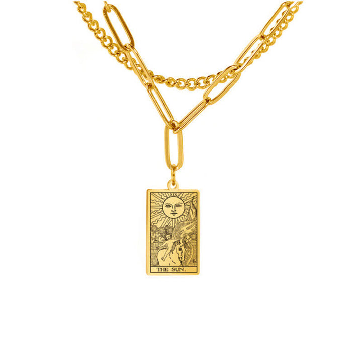 Collar de doble cadena con la carta del tarot de Olivenorma