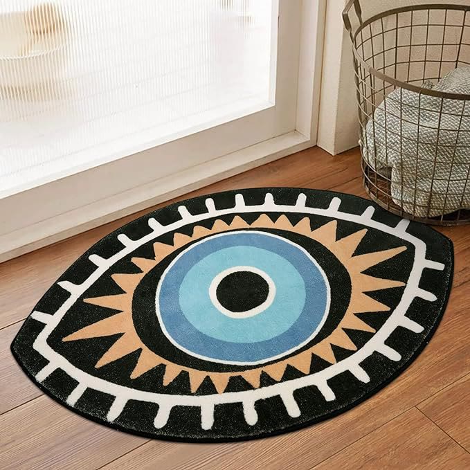 Alfombra antideslizante lavable para baño con diseño de ojo malvado negro de Olivenorma 