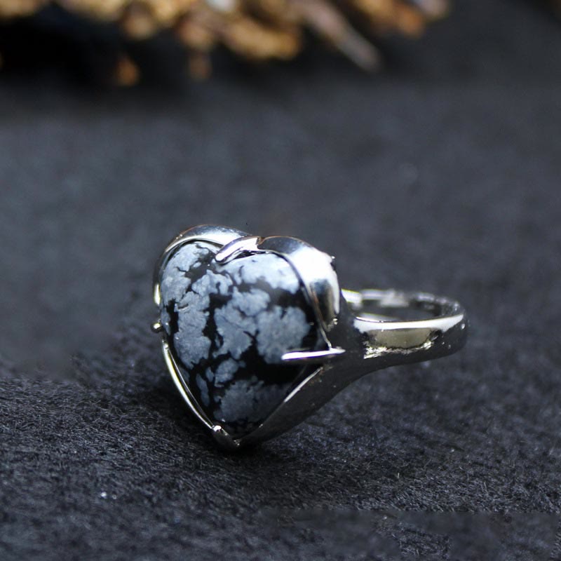 Anillo de corazón de cristal de piedra natural Olivenorma