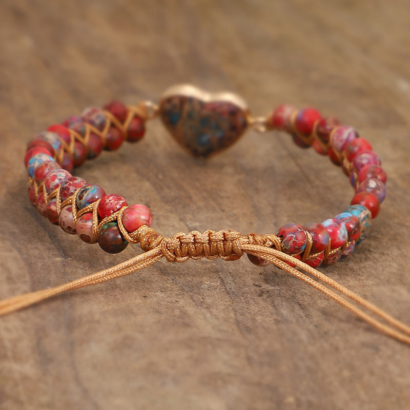 Pulsera de corazón de piedra roja del emperador Olivenorma