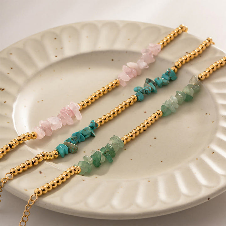 Pulsera de cuentas de oro con cristales triturados naturales de Olivenorma