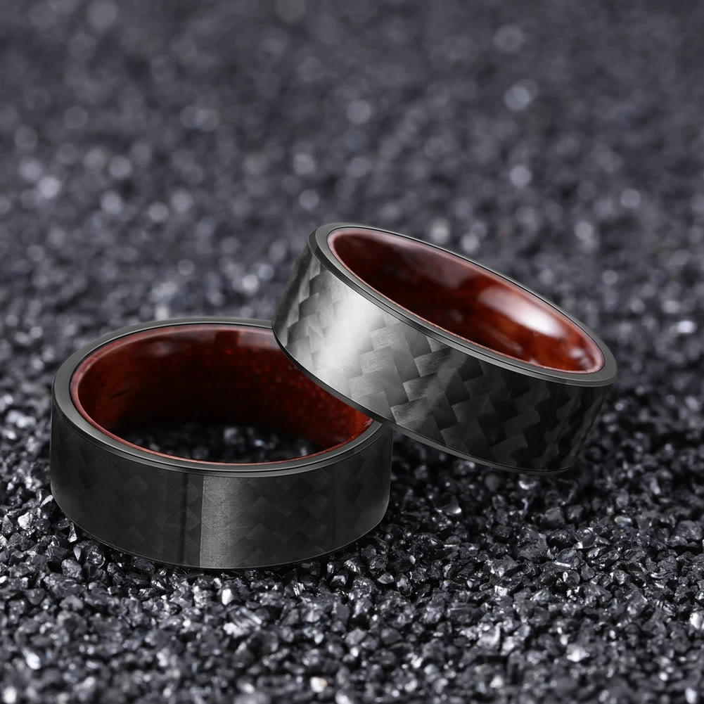 Anillo de madera para barril de whisky de fibra de carbono de sarga negra de 8 mm de Olivenorma