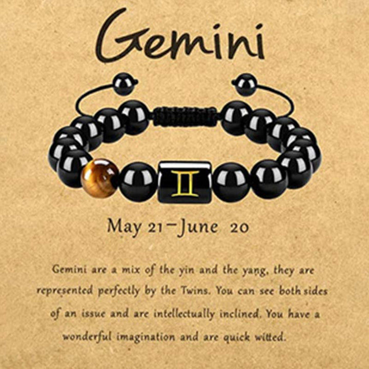 Pulsera del zodíaco de obsidiana y ojo de tigre de Olivenorma