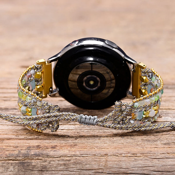 Pulsera Samsung con correa trenzada gris y cuentas de cristal de Olivenorma